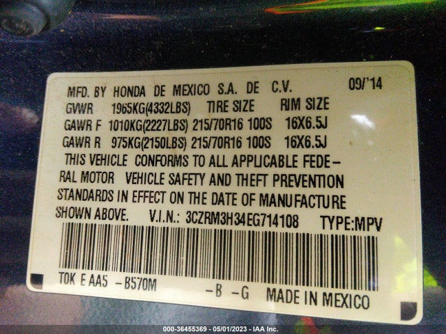 Honda CR-V LX 2014 3CZRM3H34EG714108 Image 9
