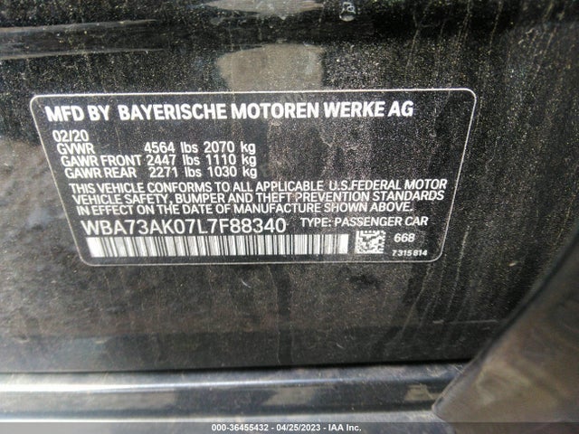 2020 BMW 2 Series, VIN: WBA73AK07L7F88340