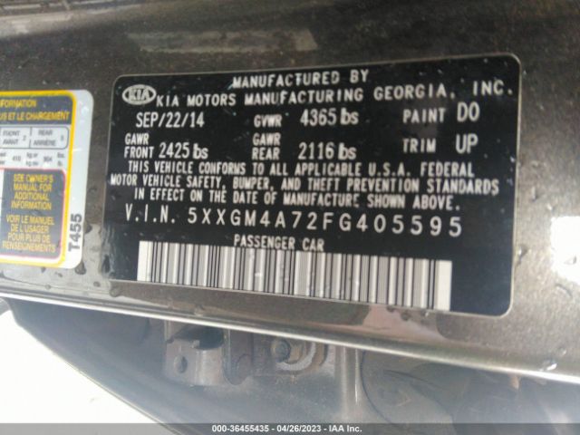 5XXGM4A72FG405595 KIA Optima Lx