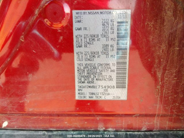 5N1AT2MV8EC754908 Nissan Rogue Sl