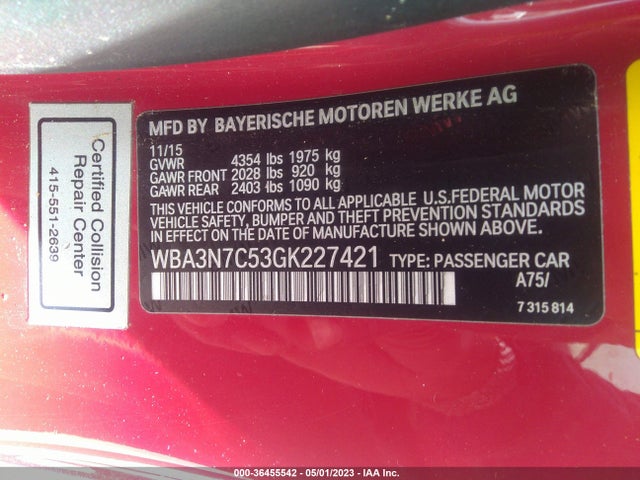 WBA3N7C53GK227421 BMW 4 Series 428i