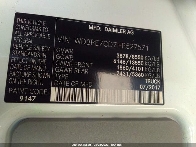 2017 Mercedes-Benz Sprinter, VIN: WD3PE7CD7HP527571