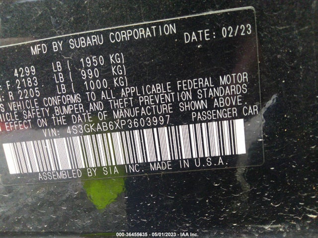 2023 Subaru Impreza, VIN: 4S3GKAB6XP3603997