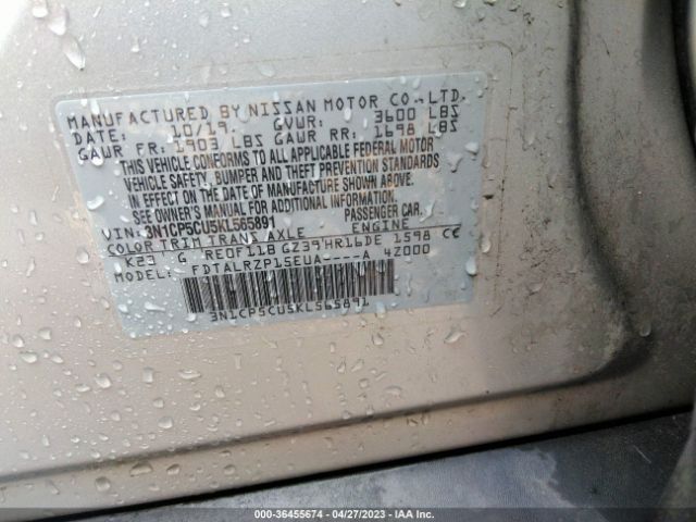 3N1CP5CU5KL565891 Nissan KICKS S