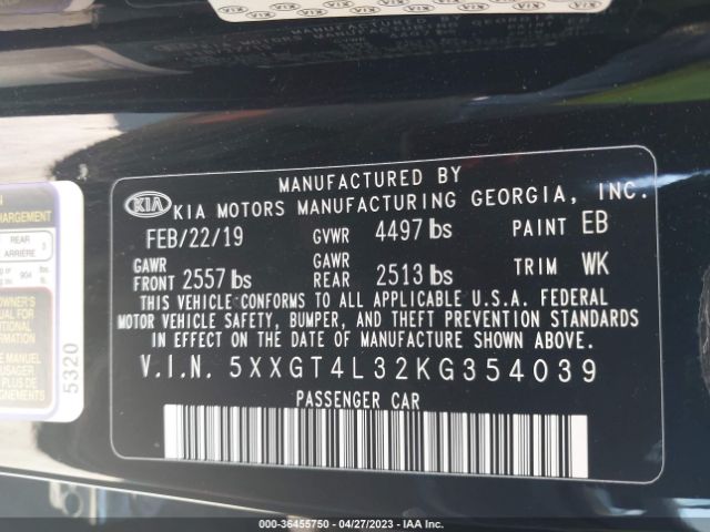 5XXGT4L32KG354039 KIA Optima S