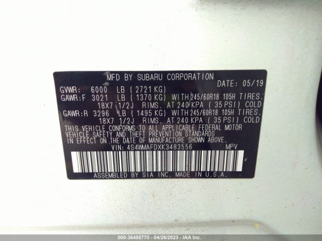 4S4WMAFDXK3483556 Subaru Ascent Premium
