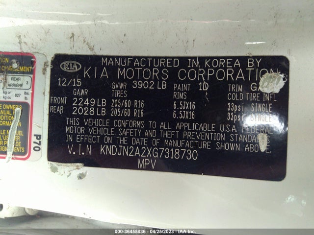KIA Soul Base 2016 KNDJN2A2XG7318730 Image 10