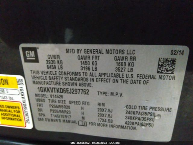 1GKKVTKD6EJ297762 GMC Acadia Denali