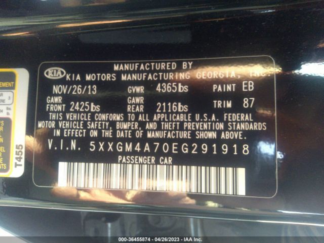 5XXGM4A70EG291918 KIA Optima Lx
