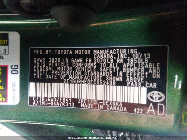 Toyota COROLLA LE 2014 2T1BURHE0EC052498 Image 11