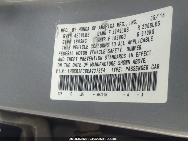 Honda Accord Sedan Lx 2014 1HGCR2F36EA237854 Image 11