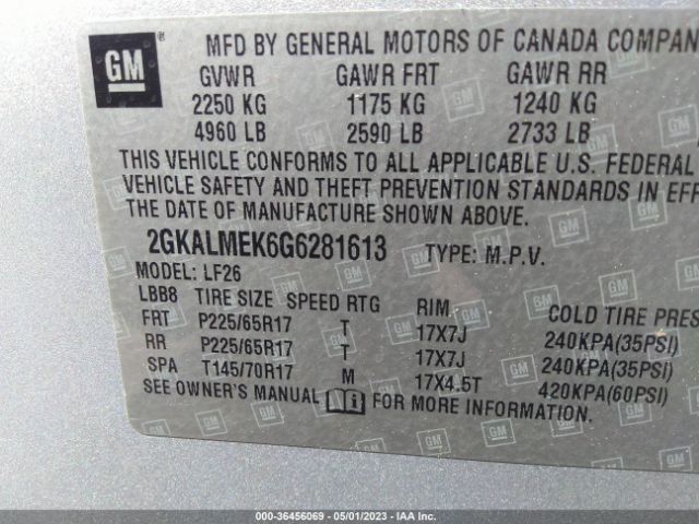 2GKALMEK6G6281613 GMC Terrain Sle