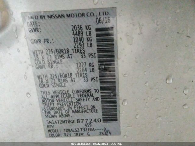 5N1AT2MT8GC877240 Nissan Rogue Sl