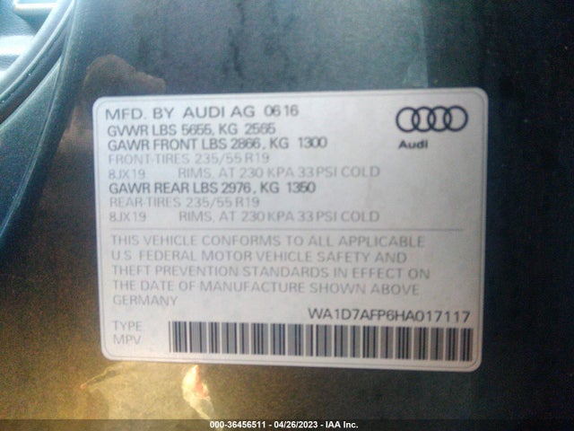 WA1D7AFP6HA017117 Audi Q5 Premium Plus