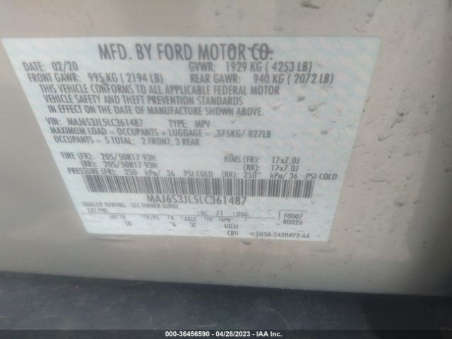 MAJ6S3JL5LC361487 Ford Ecosport Ses