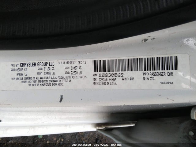 2013 DODGE AVENGER SXT VIN: 1C3CDZCB0DN591222