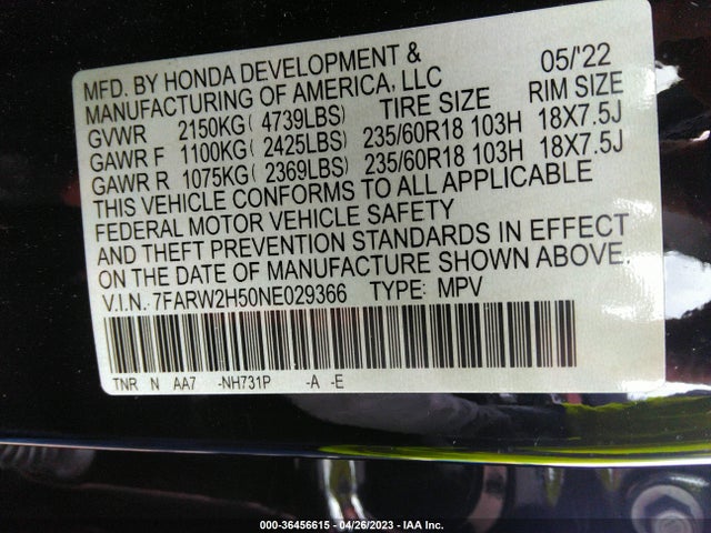 Honda CR-V EX 2022 7FARW2H50NE029366 Image 10