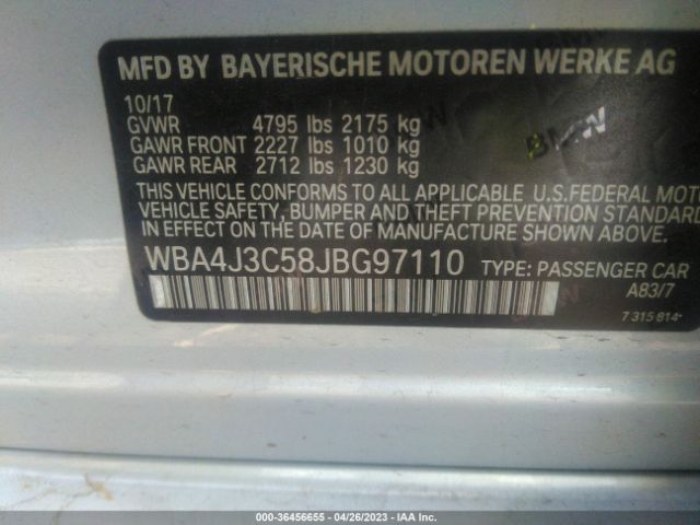 WBA4J3C58JBG97110 BMW 4 Series 430i Xdrive