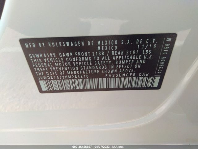 3VWDB7AJ3HM284810 Volkswagen Jetta 1.4t Se