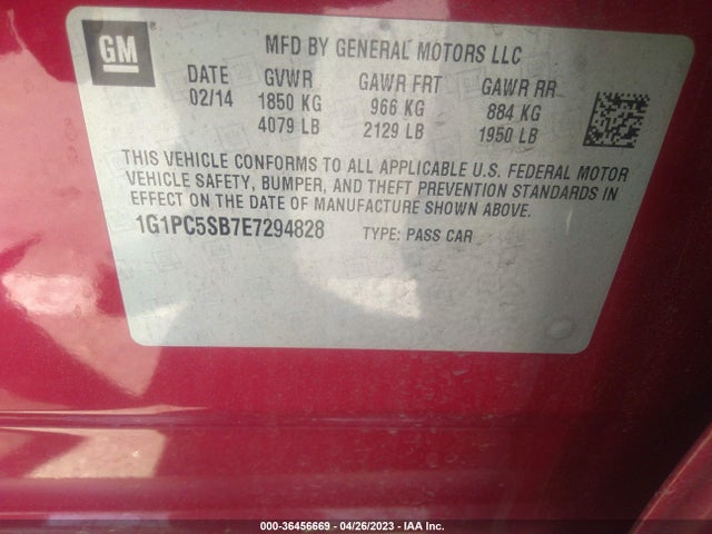 Chevrolet Cruze 1lt 2014 1G1PC5SB7E7294828 Image 11