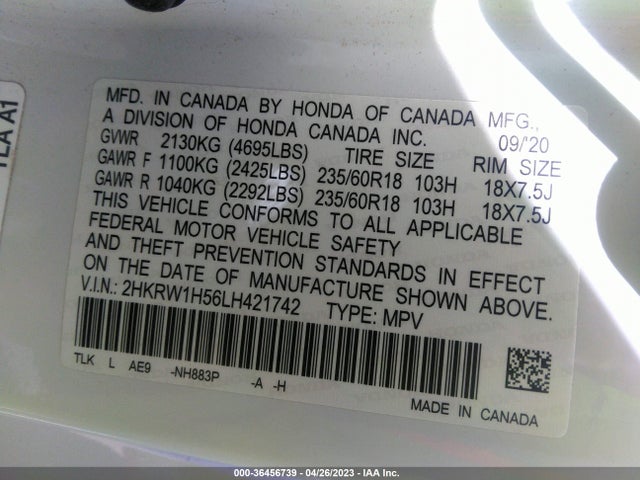 Honda CR-V EX 2020 2HKRW1H56LH421742 Image 10