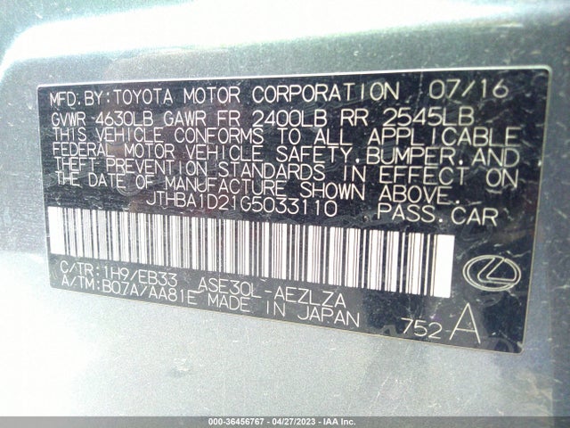 JTHBA1D21G5033110 Lexus IS 200T