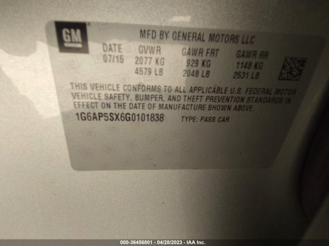 1G6AP5SX6G0101838 Cadillac Cts Sedan Rwd