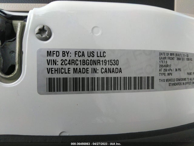 2C4RC1BG0NR191530 Chrysler Pacifica Touring L