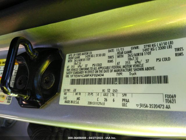 1FTEW1C89FKF02434 Ford F-150 Xlt/xl