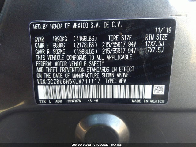 2020 HONDA HR-V EX VIN: 3CZRU6H5XLM711117