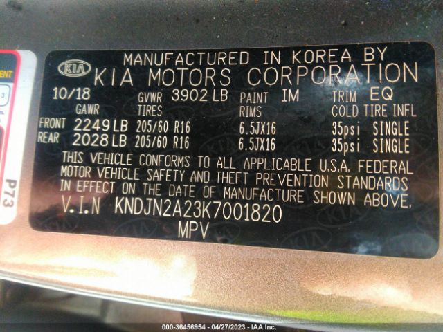 KNDJN2A23K7001820 KIA Soul Base