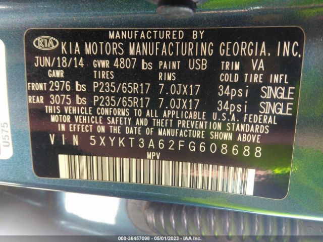 5XYKT3A62FG608688 KIA SORENTO LX
