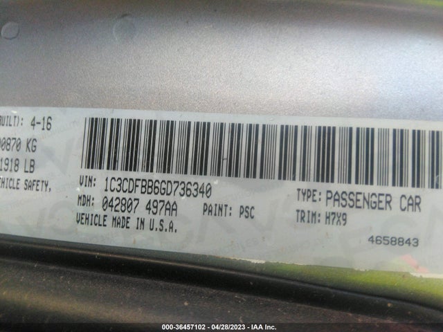 Dodge DART SXT 2016 1C3CDFBB6GD736340 Image 9