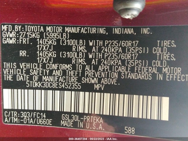 Toyota SIENNA LE 2014 5TDKK3DC8ES452355 Image 10