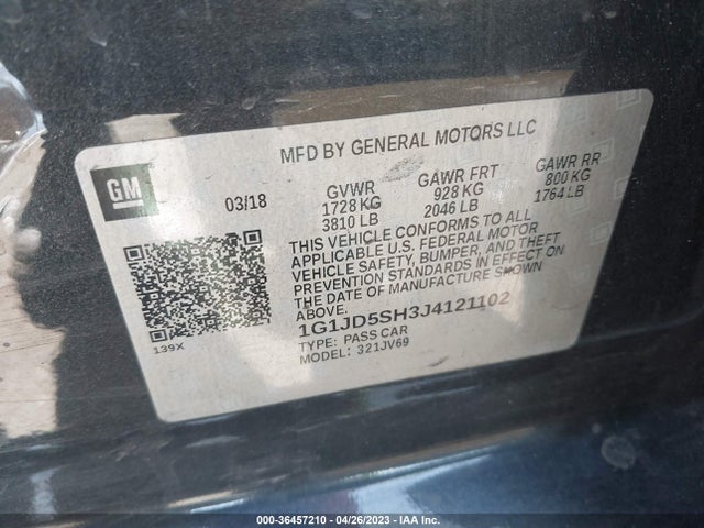 Chevrolet SONIC LT 2018 1G1JD5SH3J4121102 Image 10