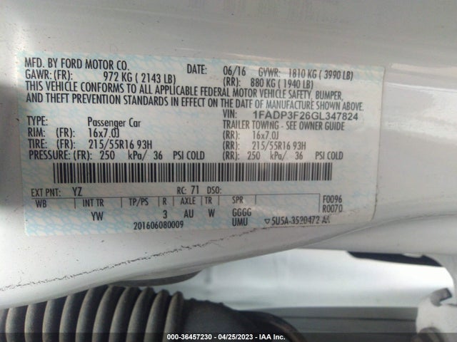 Ford FOCUS SE 2016 1FADP3F26GL347824 Image 9