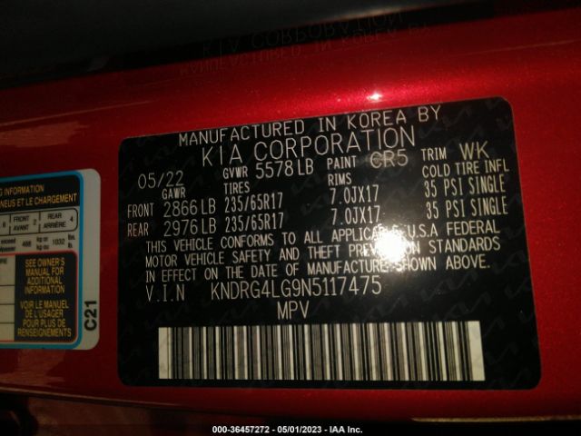 KNDRG4LG9N5117475 KIA Sorento Hybrid S