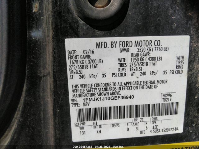 1FMJK1JT0GEF36940 Ford Expedition El Xlt/king Ranch