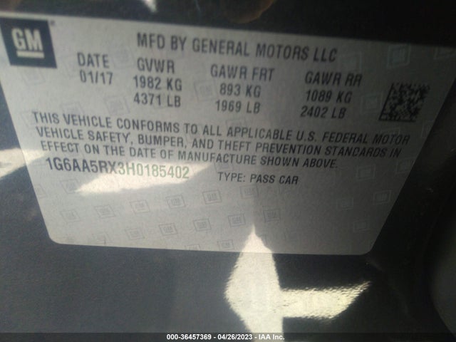 1G6AA5RX3H0185402 Cadillac Ats Sedan Rwd