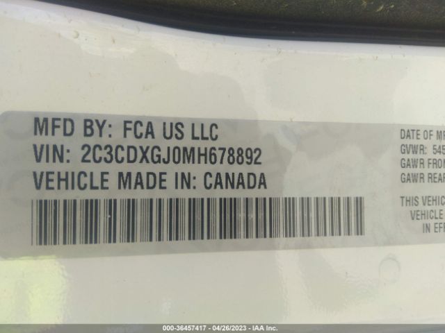 2C3CDXGJ0MH678892 Dodge Charger Scat Pack