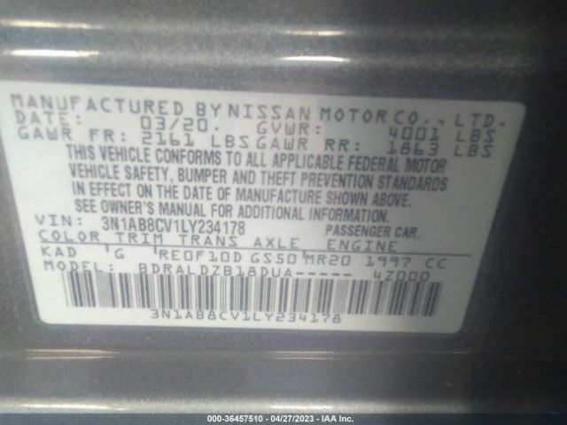 3N1AB8CV1LY234178 Nissan SENTRA SV