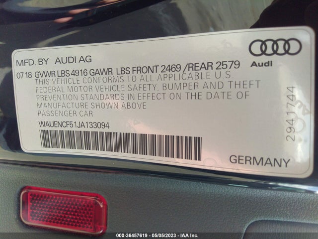 WAUENCF51JA133094 Audi A5 Sportback Premium Plus
