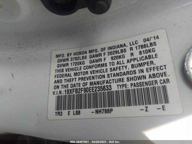 Honda Civic Sedan Ex-l 2014 19XFB2F90EE235633 Image 9