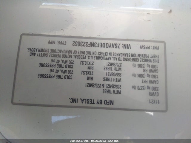 Tesla Model Y Performance 2022 7SAYGDEF3NF323652 Image 9