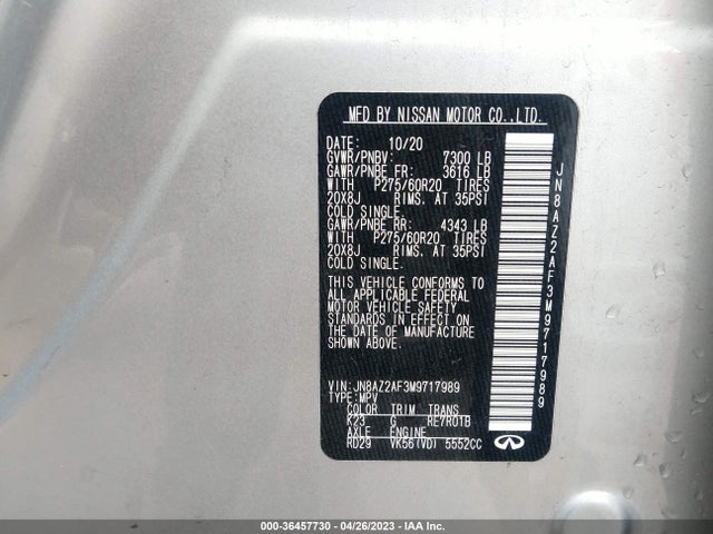 Infiniti QX80 2021 JN8AZ2AF3M9717989 Image 23