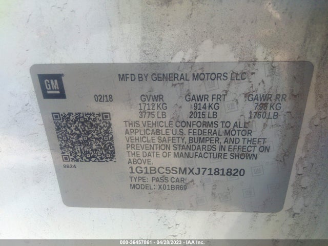 Chevrolet CRUZE LS 2018 1G1BC5SMXJ7181820 Image 10