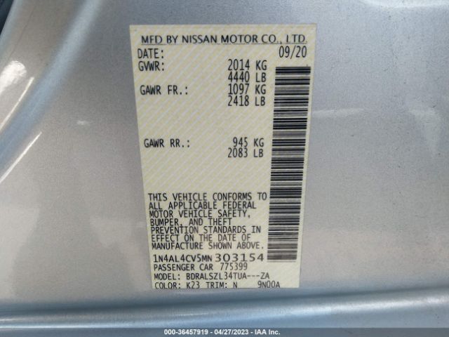 1N4AL4CV5MN303154 Nissan Altima 2.0 Sr