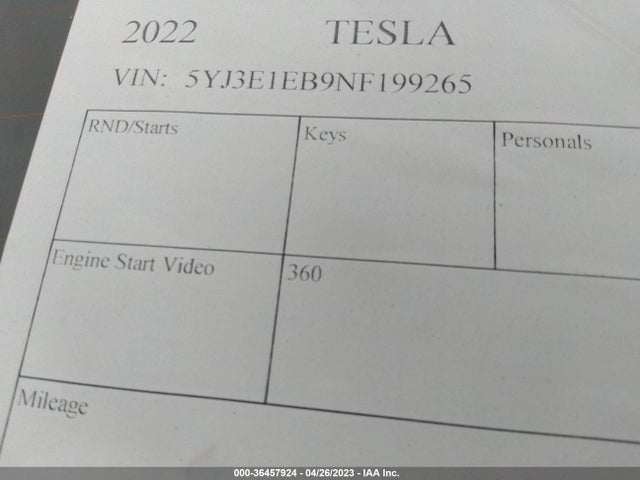 Tesla Model 3 Long Range 2022 5YJ3E1EB9NF199265 Image 9