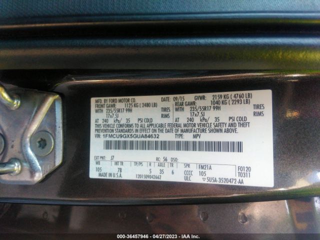 1FMCU9GX5GUA84632 Ford ESCAPE SE