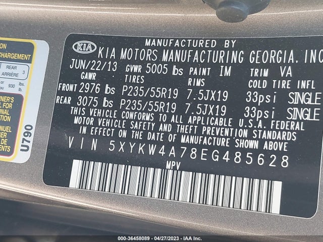 KIA SORENTO SX 2014 5XYKW4A78EG485628 Image 9